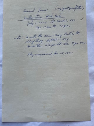 HANDWRITTEN MATH CYPHER SAMUEL JONES, WARREN COUNTY NJ 1834-1840