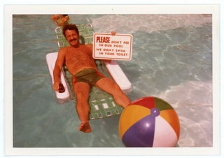 Item #81 PLEASE DON'T PEE IN THE POOL VINTAGE COLOR SNAPSHOT PHOTO