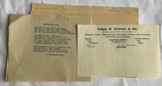 PUBLISHER'S MANUSCRIPT FILES 1920-1927 POEMS & AMUSING STORIES