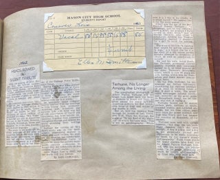 IOWA TEENAGE GIRL LOVE SPORTS & WRITING OBITUARIES SCRAPBOOK PHOTO ALBUM 1938-1944 ish