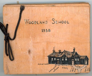 Item #905 1938 WOODLAND SCHOOL, ONTARIO CHILD'S SCRAPBOOK on WOOD - UNUSUAL