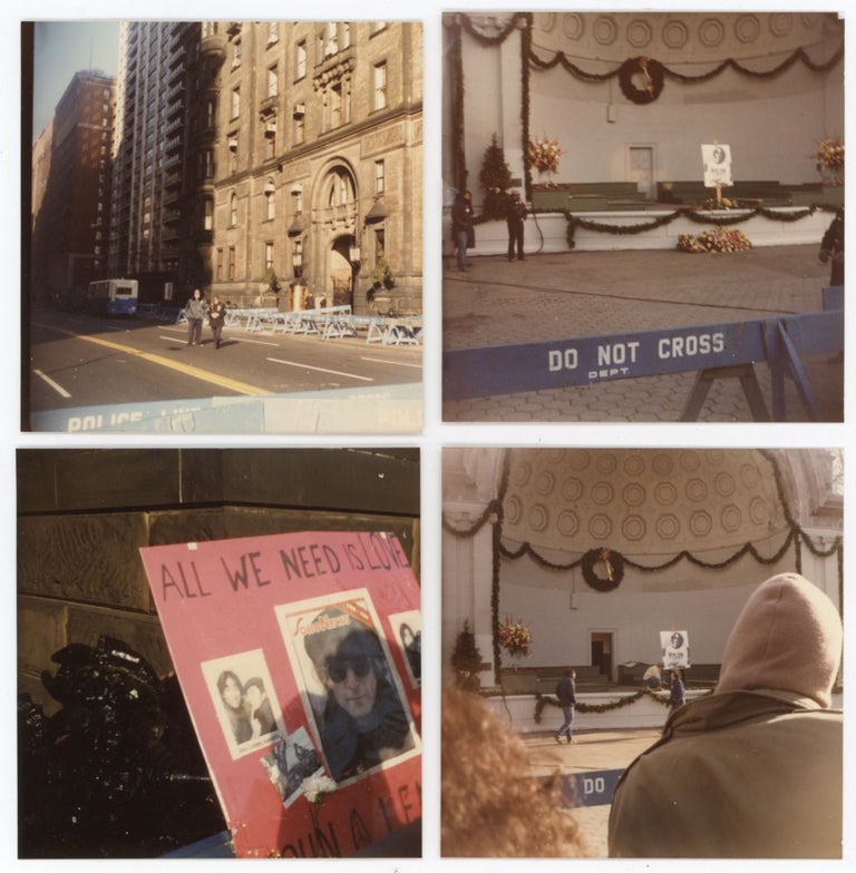 Item #944 JOHN LENNON VIGIL DAKOTA APARTMENT BUILDING PHOTOS 1980 PHOTOS NYC