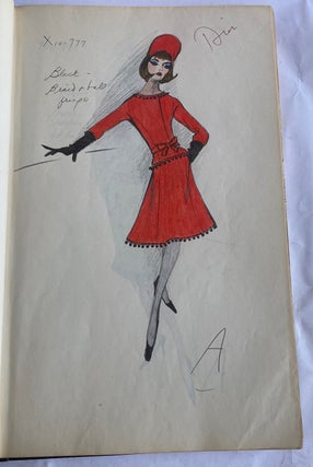 Item #968 1960s HAUTE COUTURE REPRODUCED FASHIONS SKETCHES. NYC Cardinal Fashion Studio