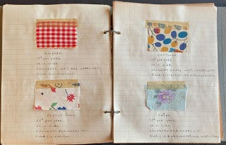 1930s TEXTILE FABRIC SAMPLES SCHOOL NOTEBOOK SCRAPBOOK