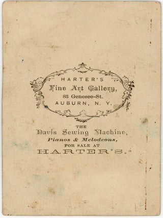 DAVIS VERTICAL FEED SEWING MACHINE, AUBURN, NY CDV ADVERTISING PHOTO